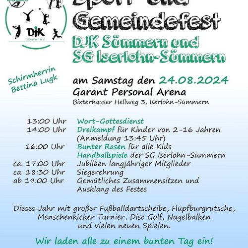 Wir laden euch herzlich zu unserem Sportfest ein😊

Die größte Gruppe, die sich beim Dreikampf anmeldet, erhält eine...